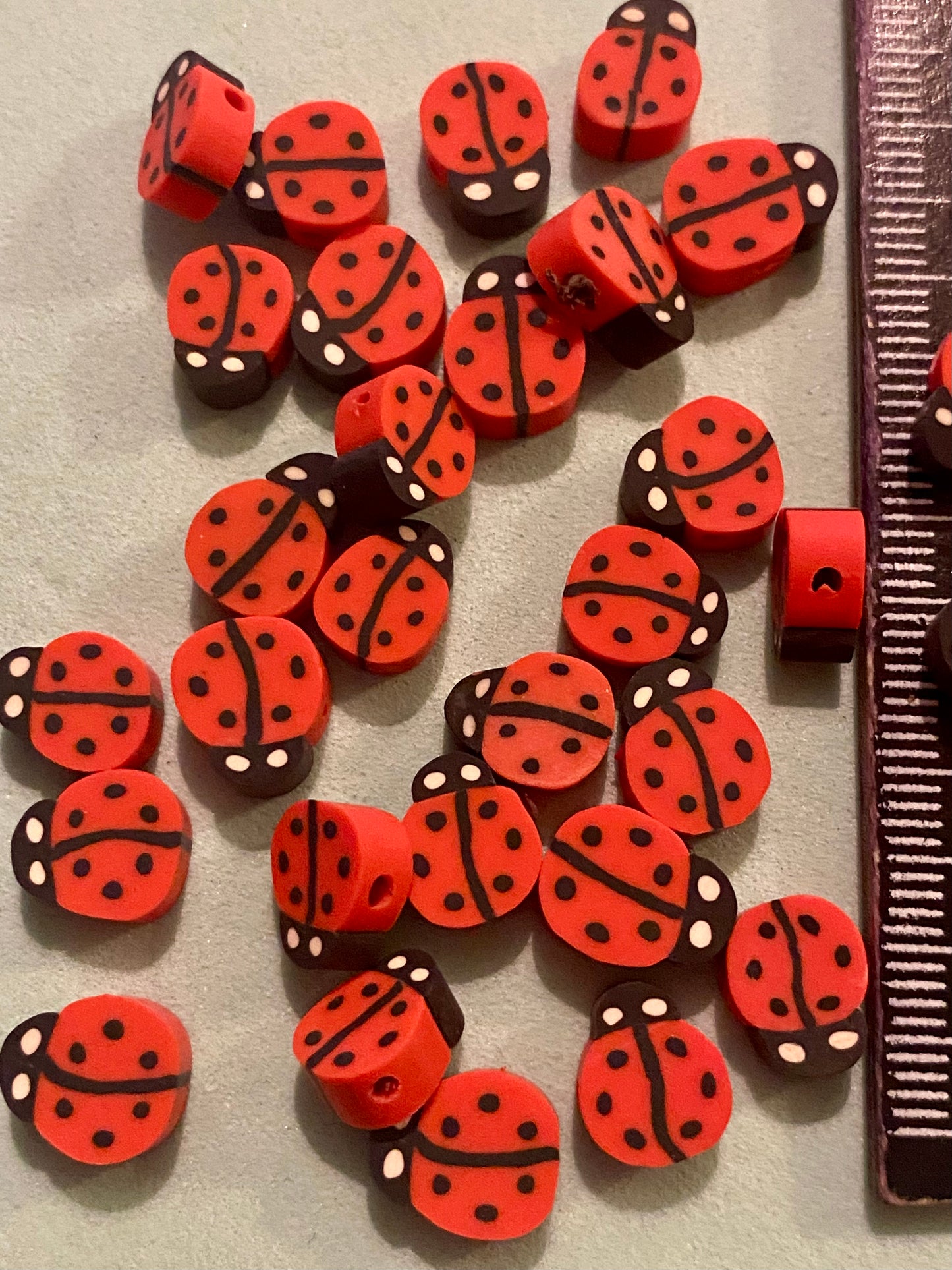 30 Ladybug Polymer Clay Beads Suitable for jewellery and Crating