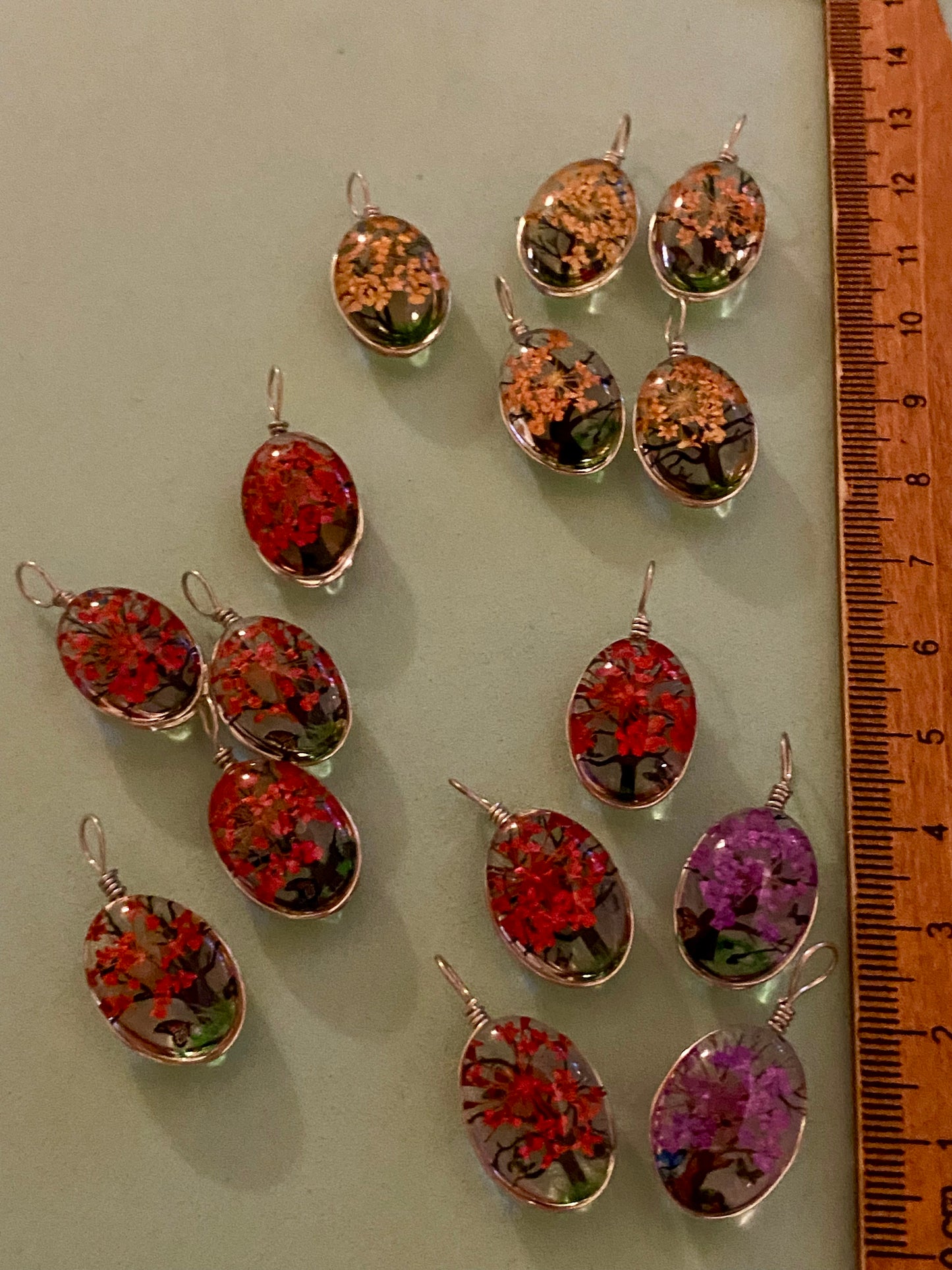 5 Glass Double Doom Flower Pendants