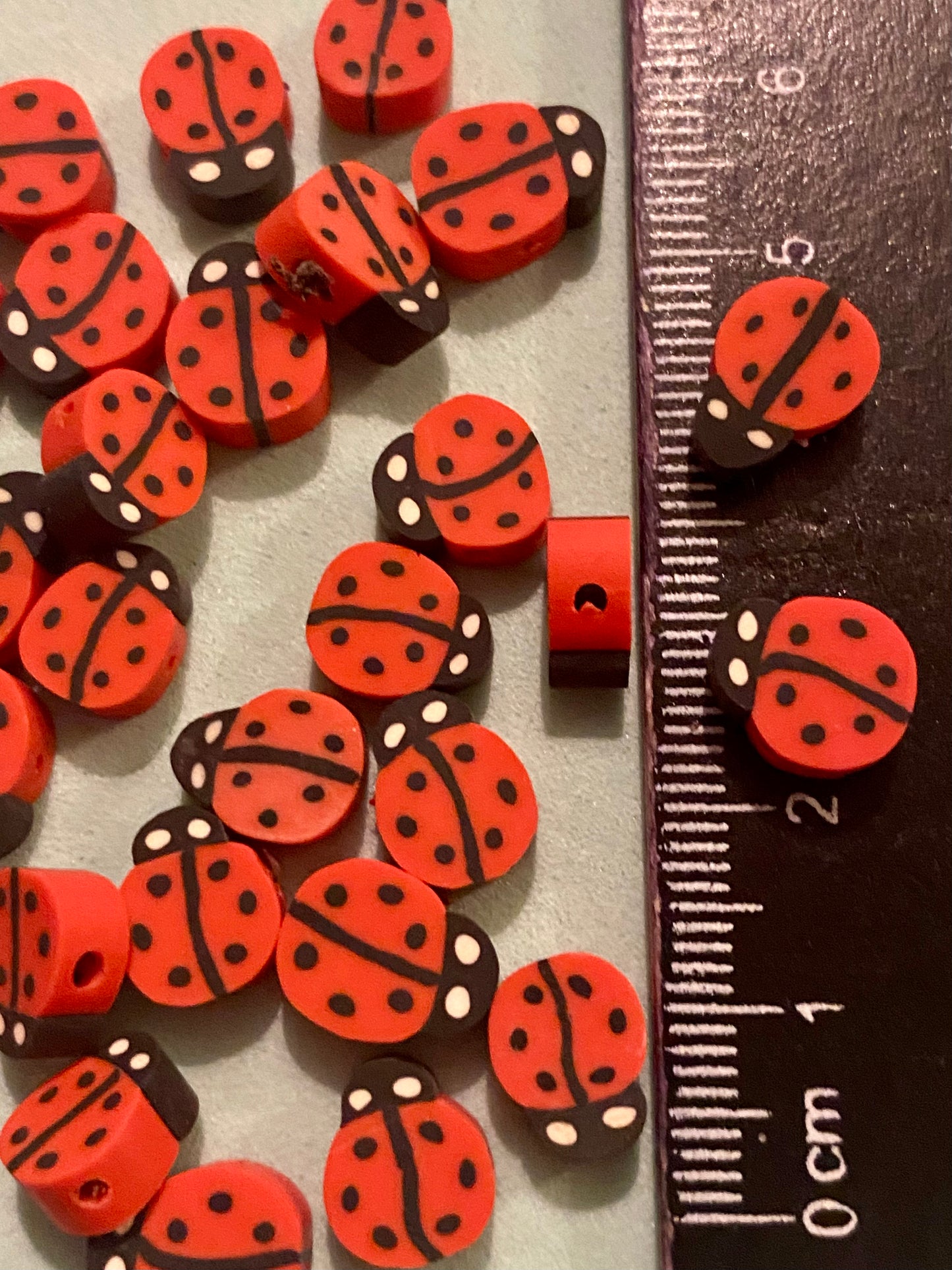 30 Ladybug Polymer Clay Beads Suitable for jewellery and Crating