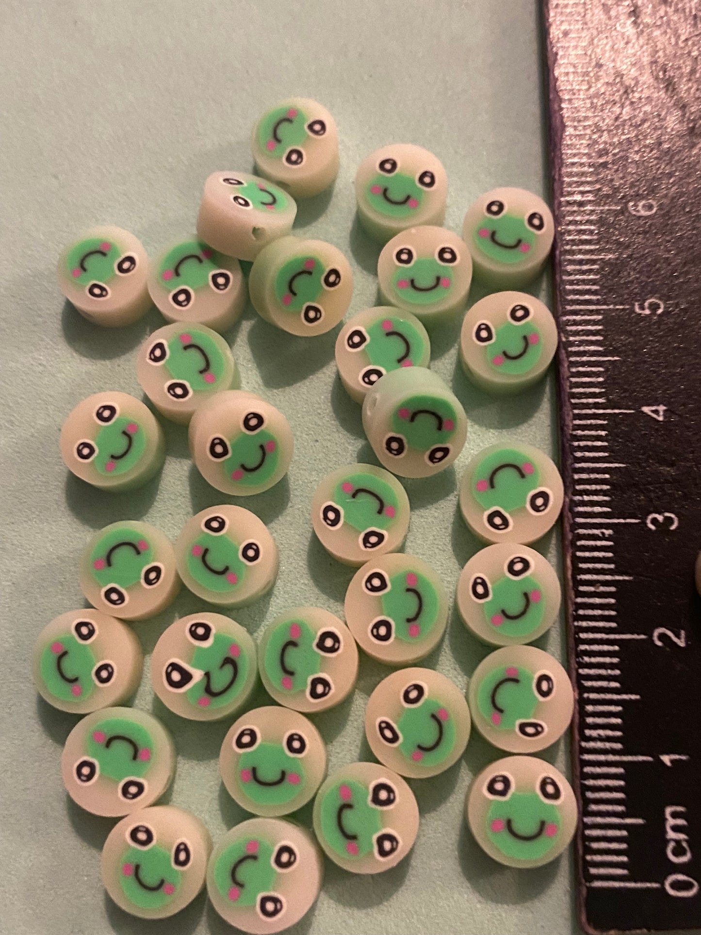 32 Polymer Clay Frog Beads suitable for Jewellery Making and Crafting