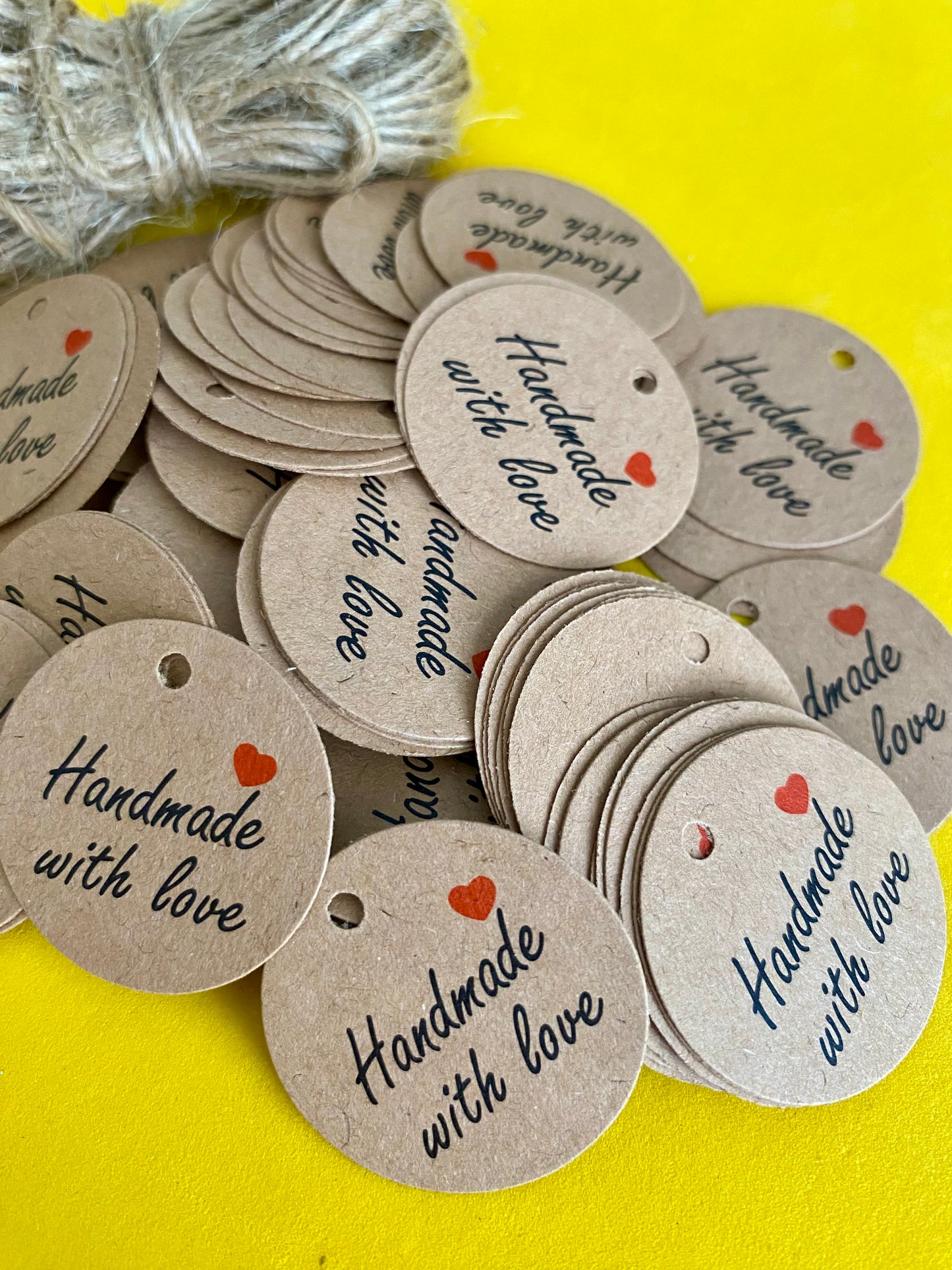 50 x Handmade with Love Cardboard Tickets for all crafters