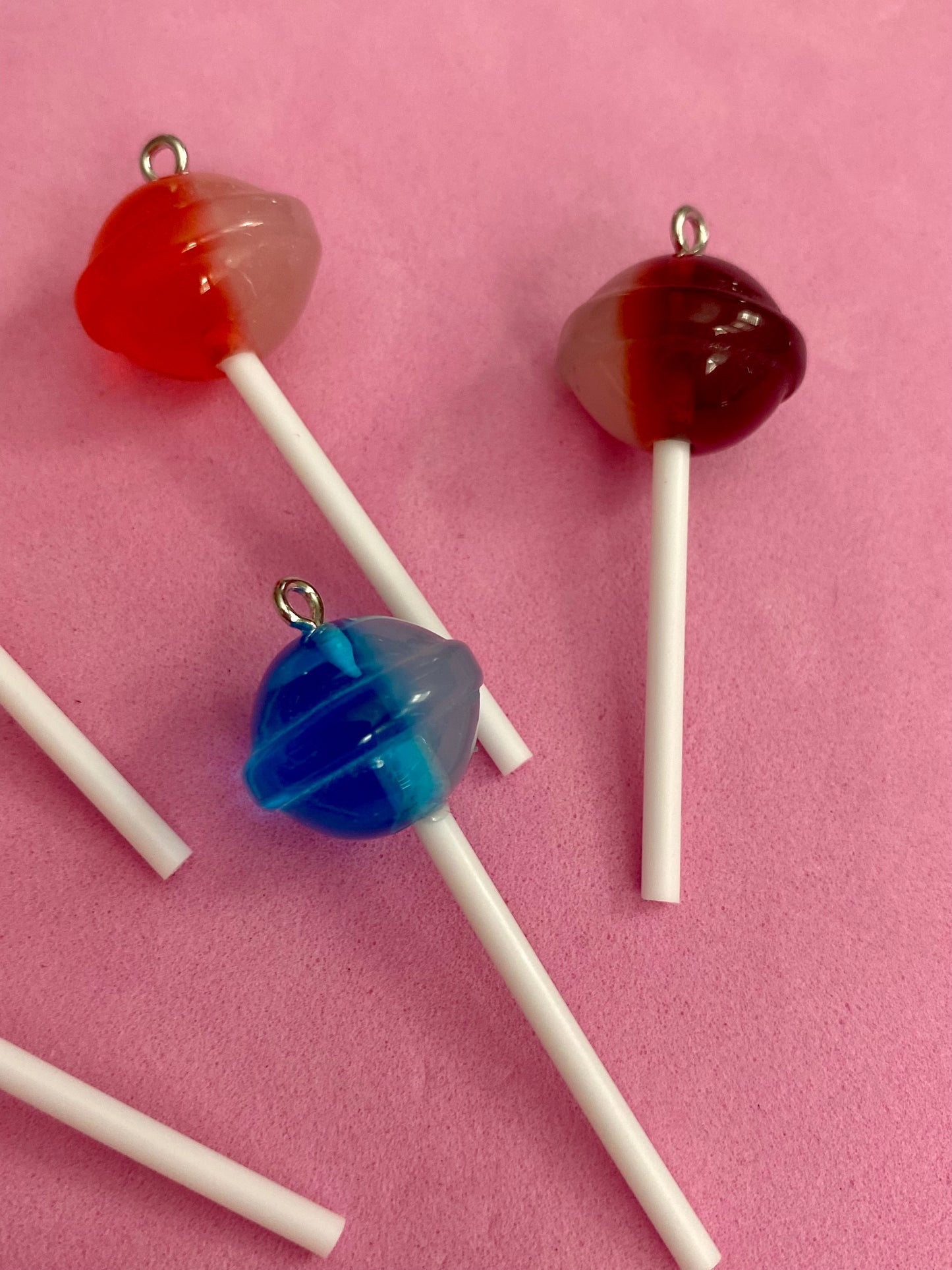 5 Assorted Coloured Lollipops Charms