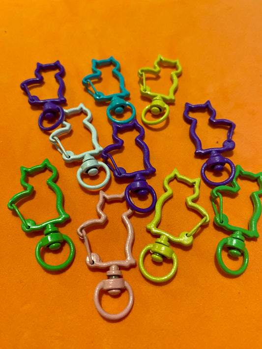 10 Assorted Coloured Cat Keyrings