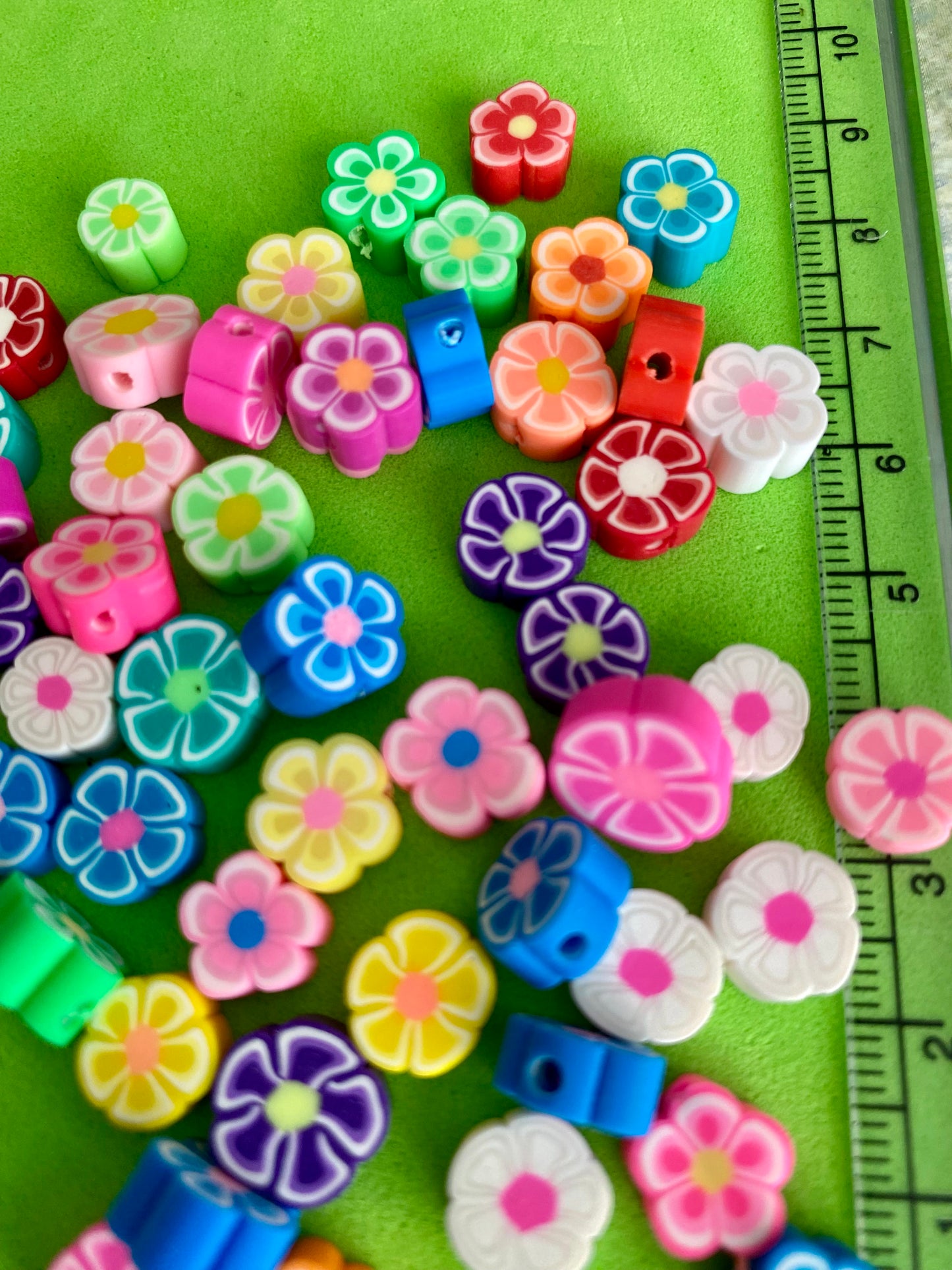 50 x Polymer Clay Flower Beas suitable for jewellery and crafting