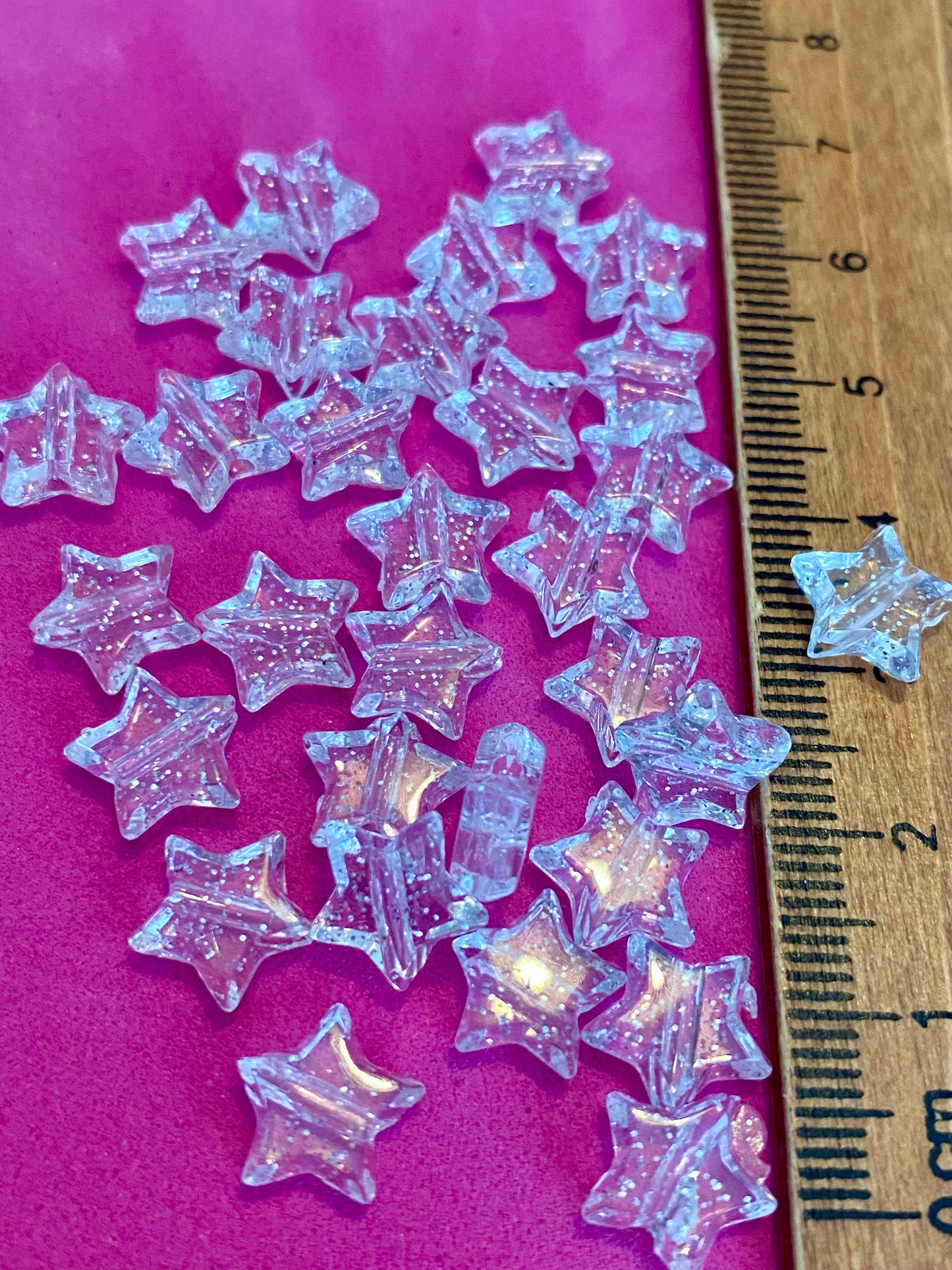 30 x Sparkle Clear Star Bead 10mm