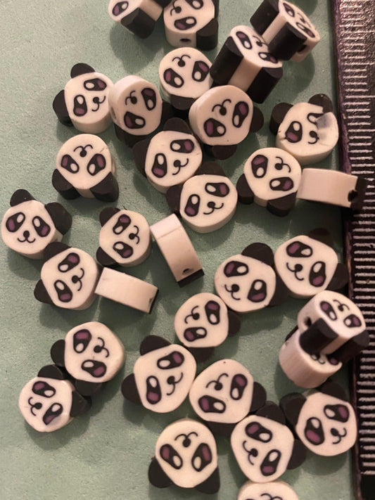 40 Polymer Clay Panda Heads Beads Suitable for Jewellery making and Crafting