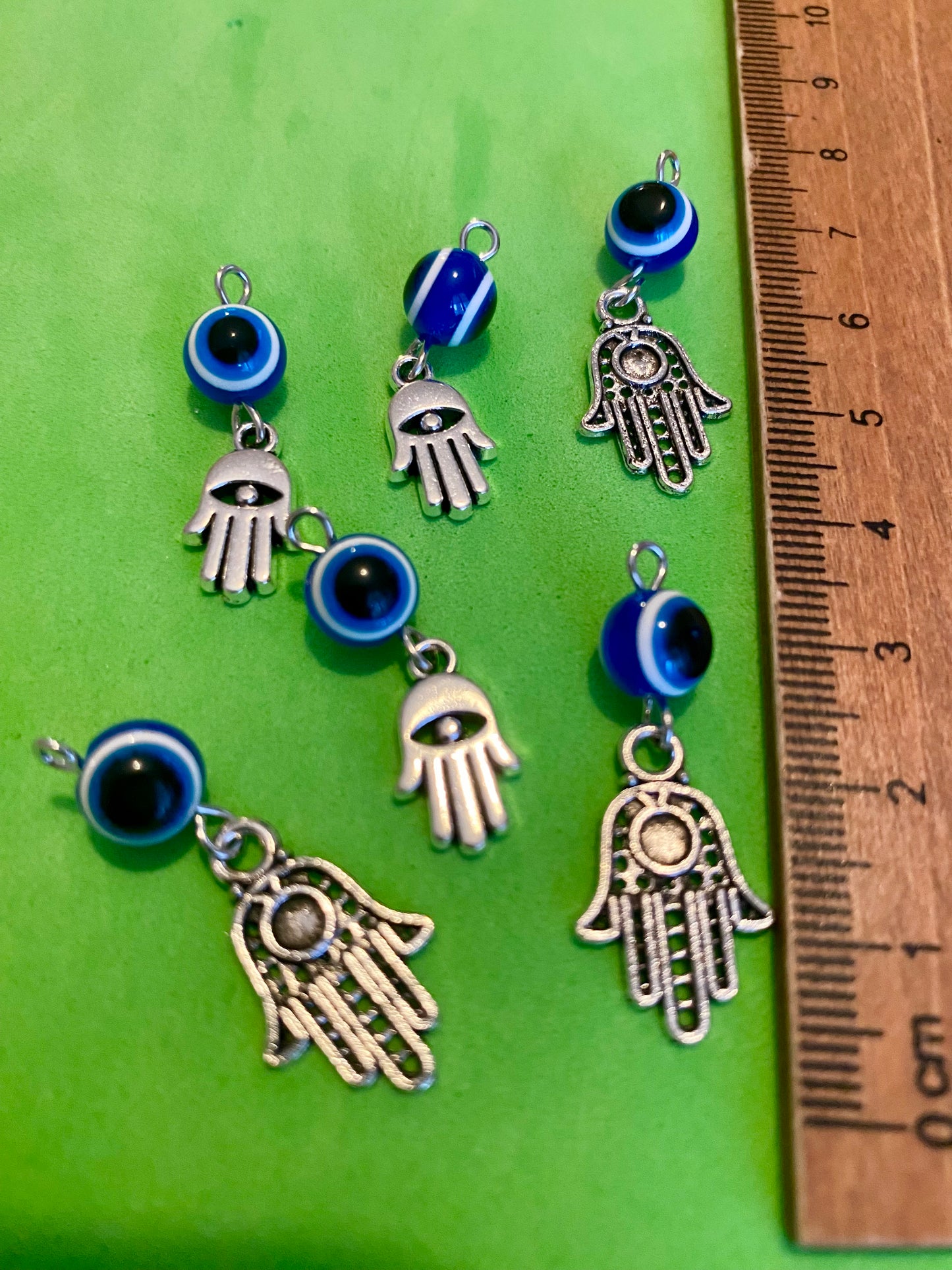 6 x Hamas Protected hand Charms and Beads