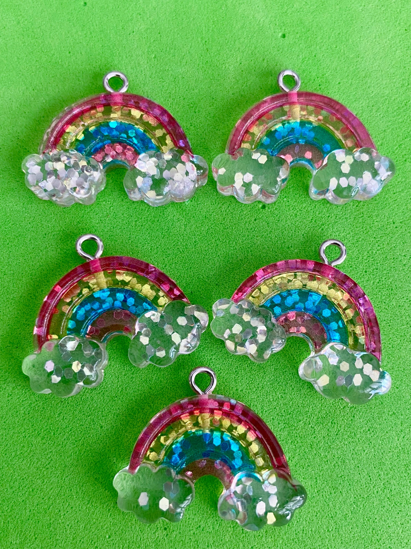 5 x Rainbow Sparkle Charms