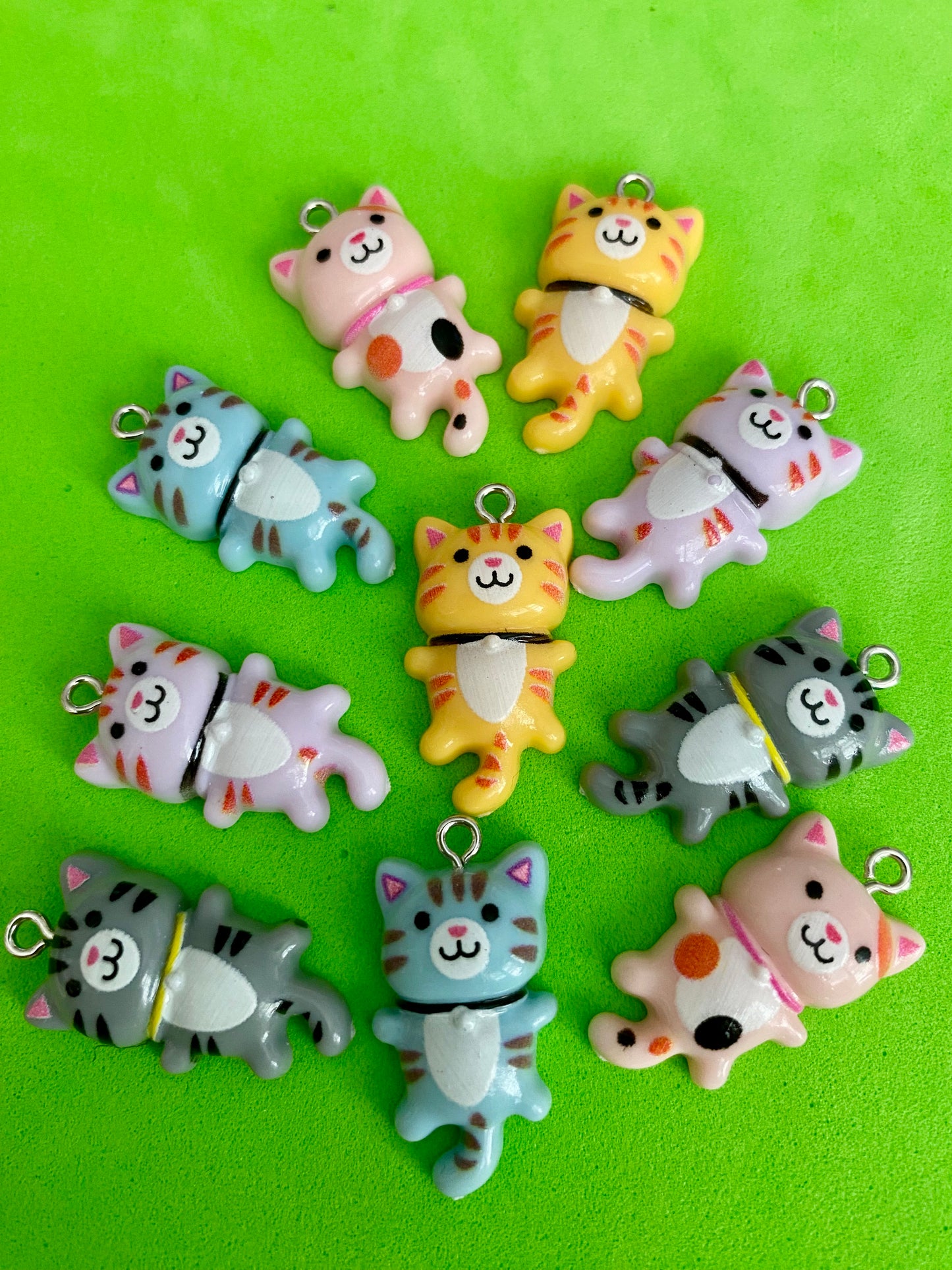 10 Assorted Cat Charms 30mm