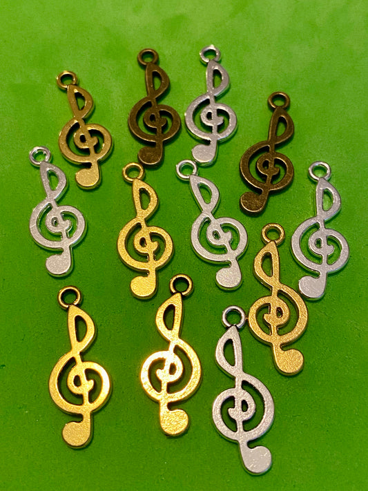 Music treble clef signs charms jewellery keychains musical notes