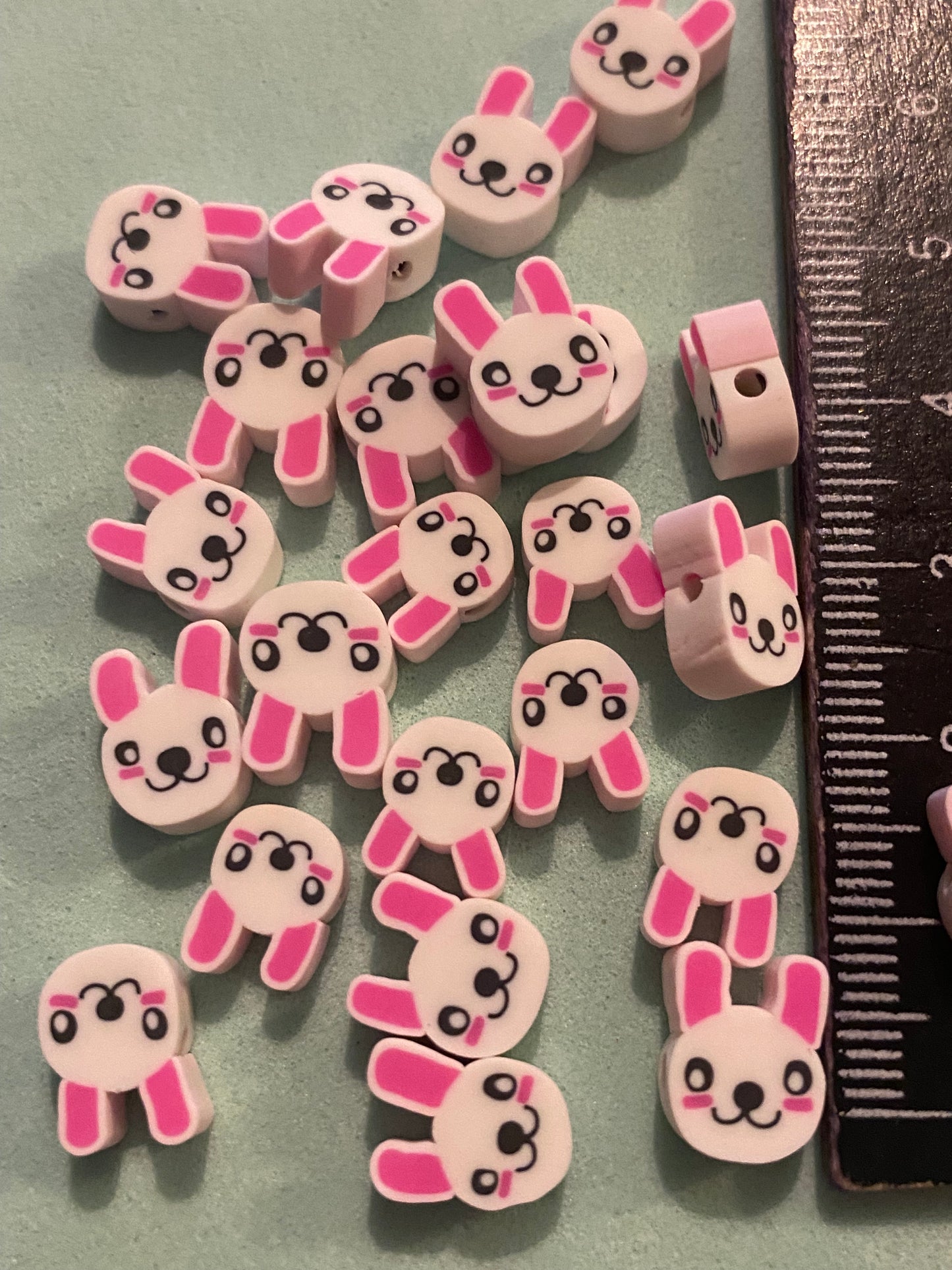 24 x Polymer Clay Rabbit Beads Suitable for Jewellery making and Crafting