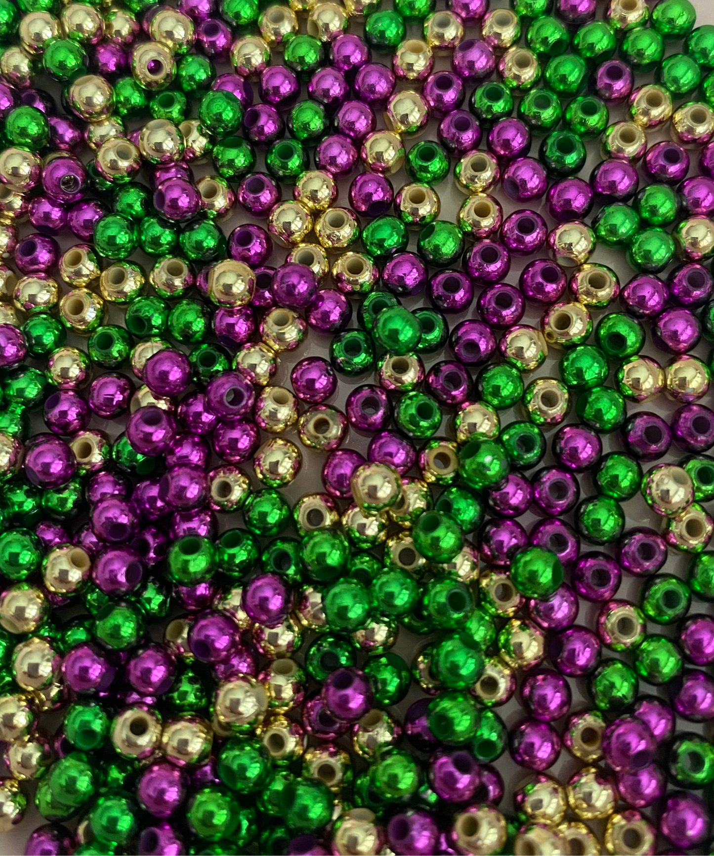 100 x 4mm Mardi Gras Coloured Beads