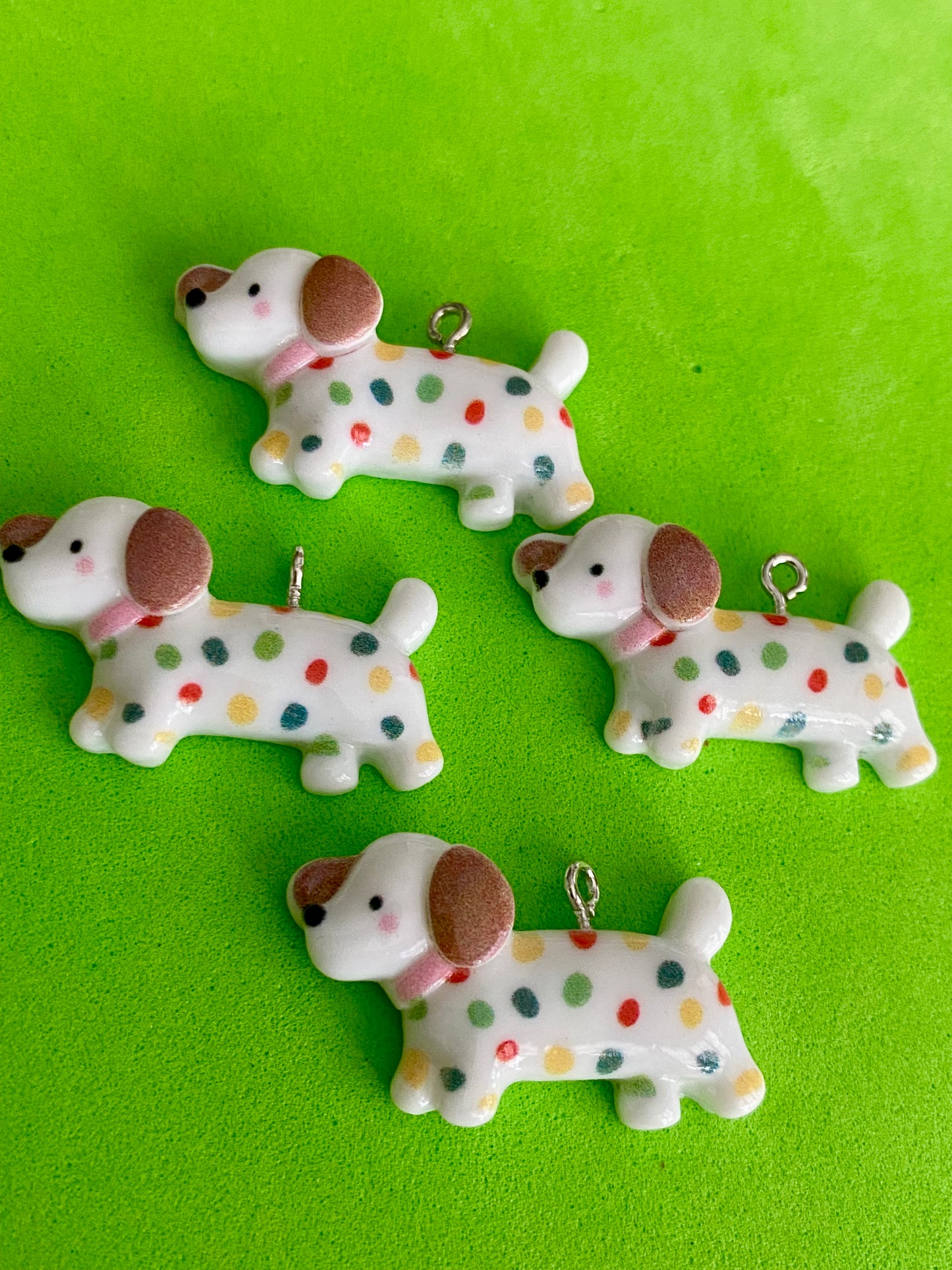 4 Super Spotty Puppy Dog Charms 32mm