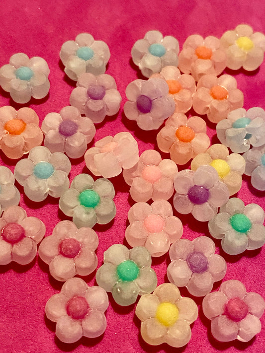 30 x Frosted Coloured Flower Beads 12mm