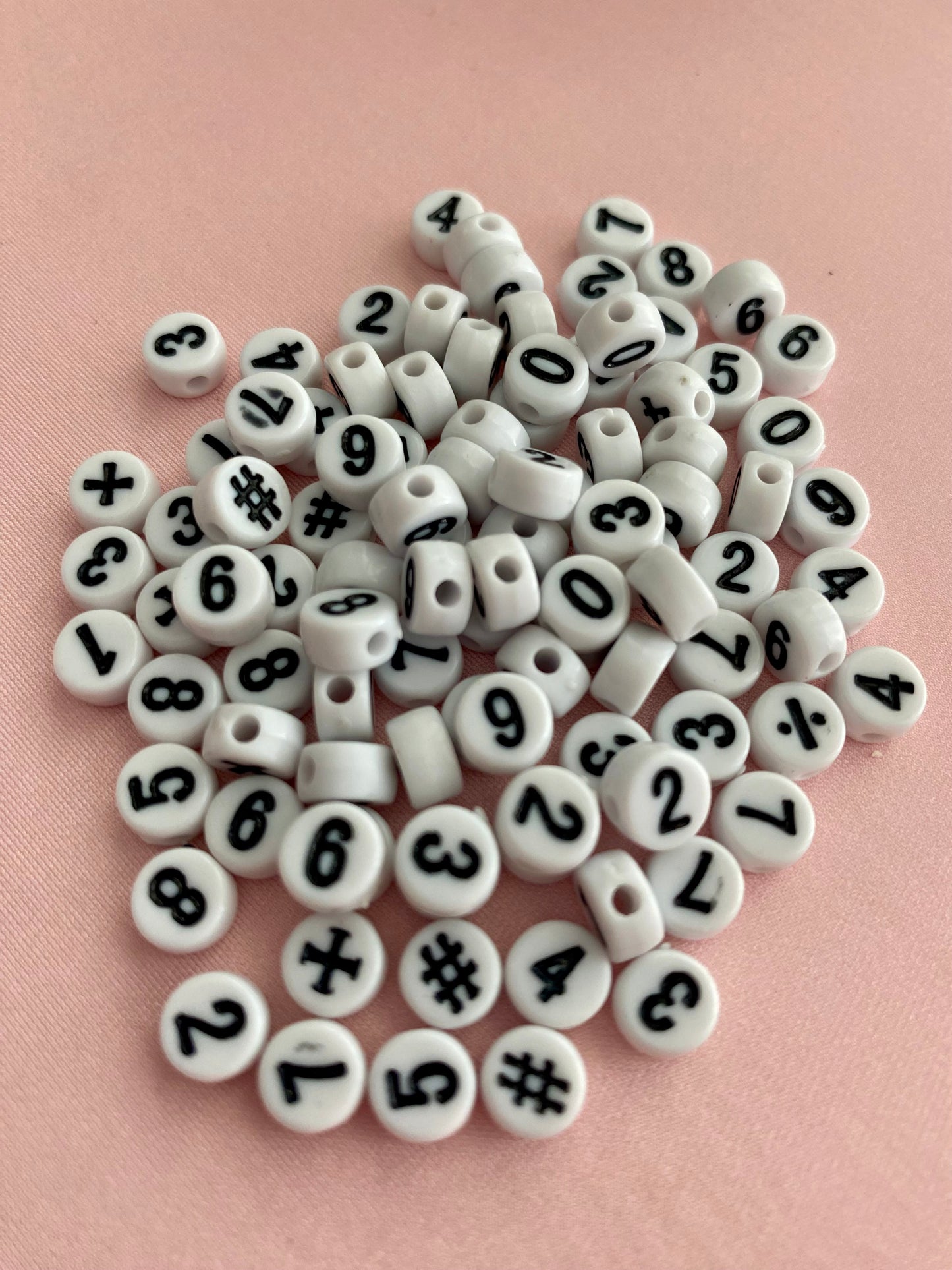 100 Black and White Number Math Beads Suitable for Jewellery DIY