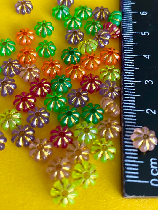 50 Multicoloured Pumpkin Shaped Beads