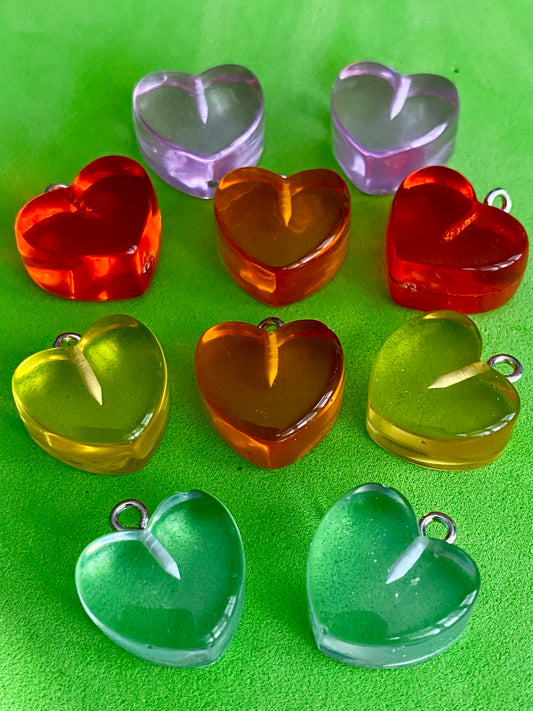 10 Assorted Coloured Heart Charms