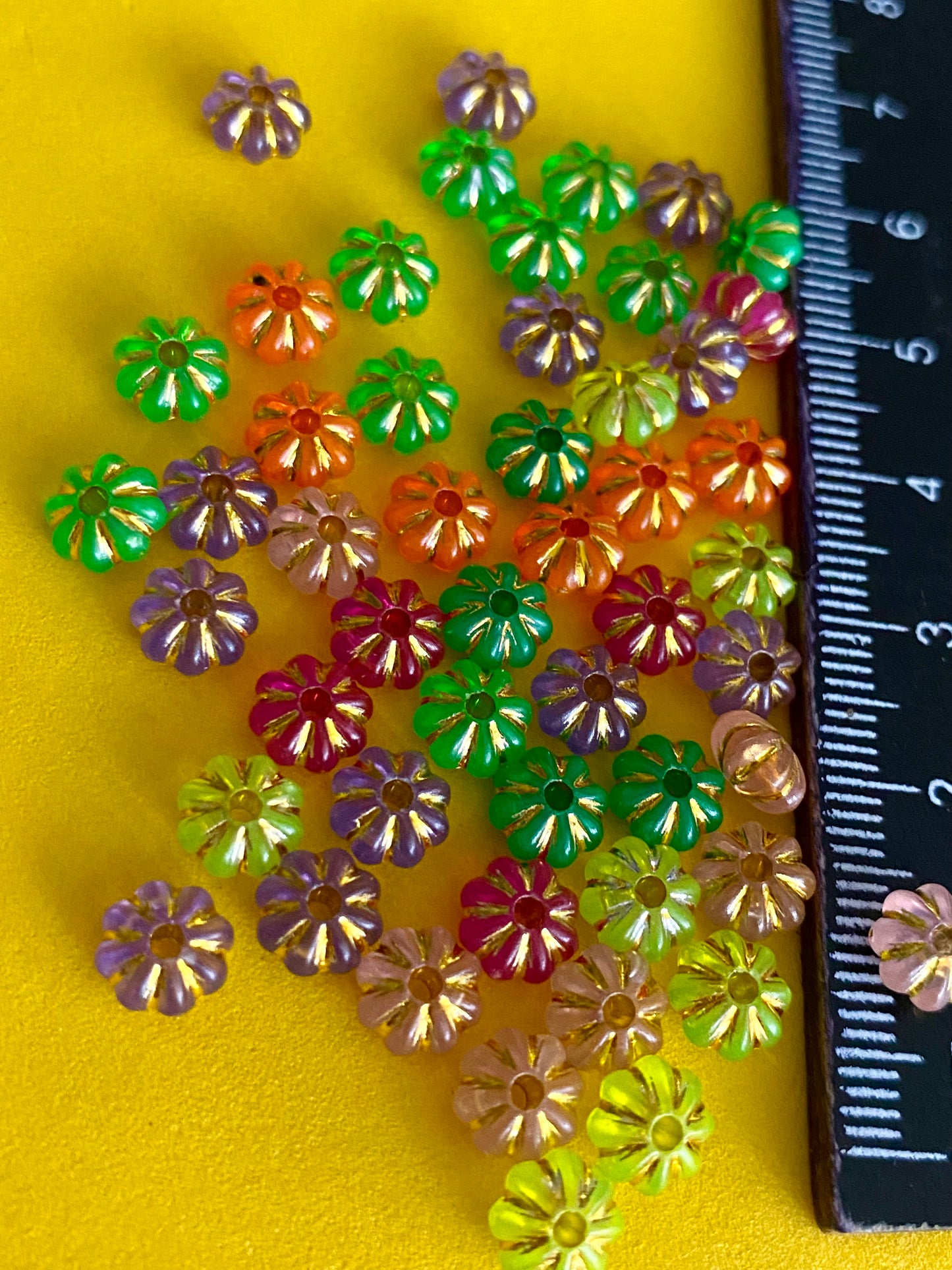 50 Multicoloured Pumpkin Shaped Beads