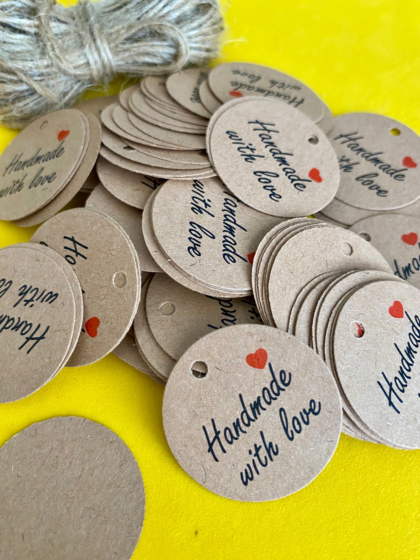 50 x Handmade with Love Cardboard Tickets for all crafters