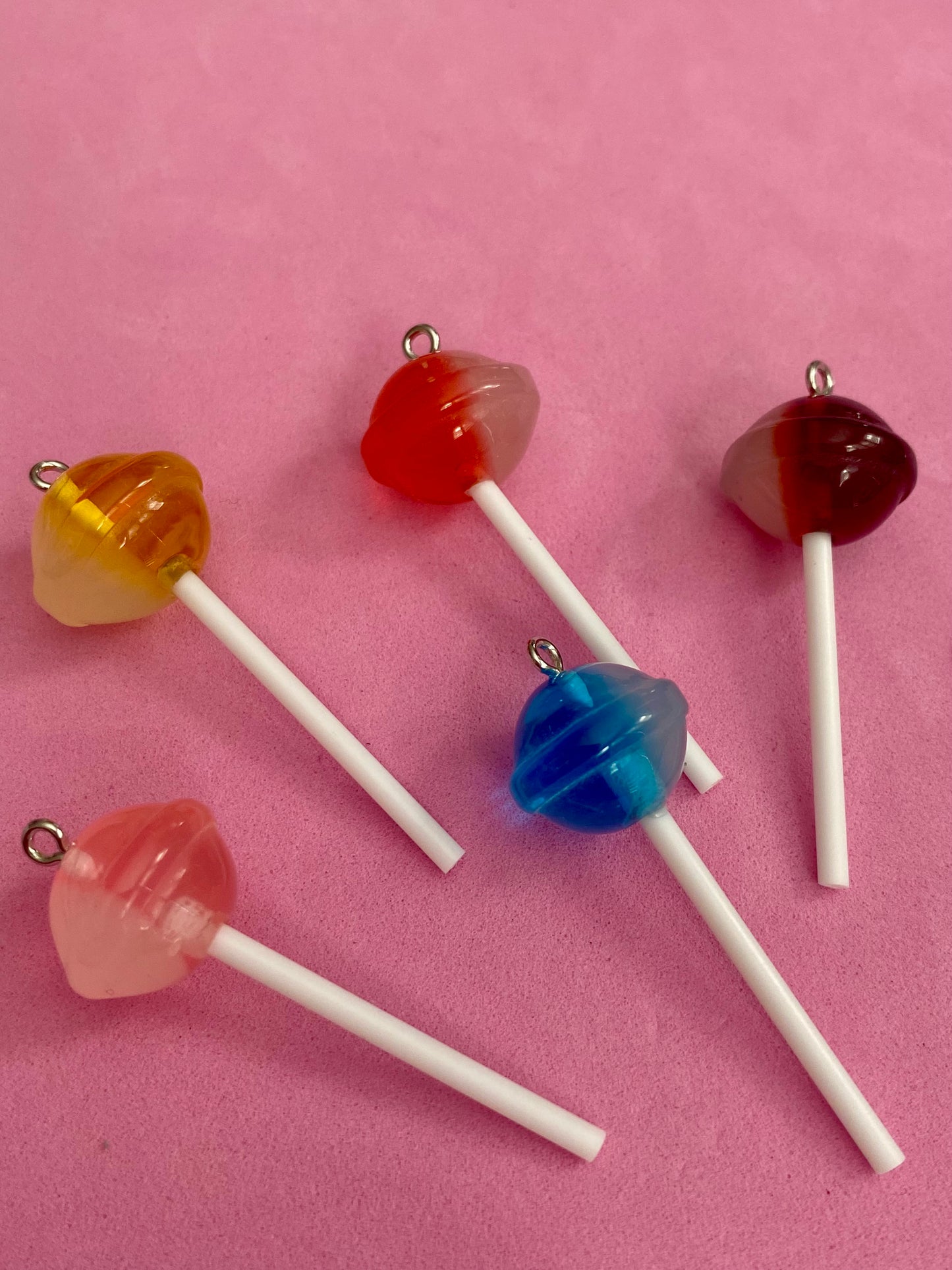 5 Assorted Coloured Lollipops Charms