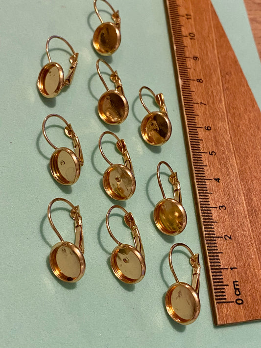 10 x French Lever Cabochon Earring Settings