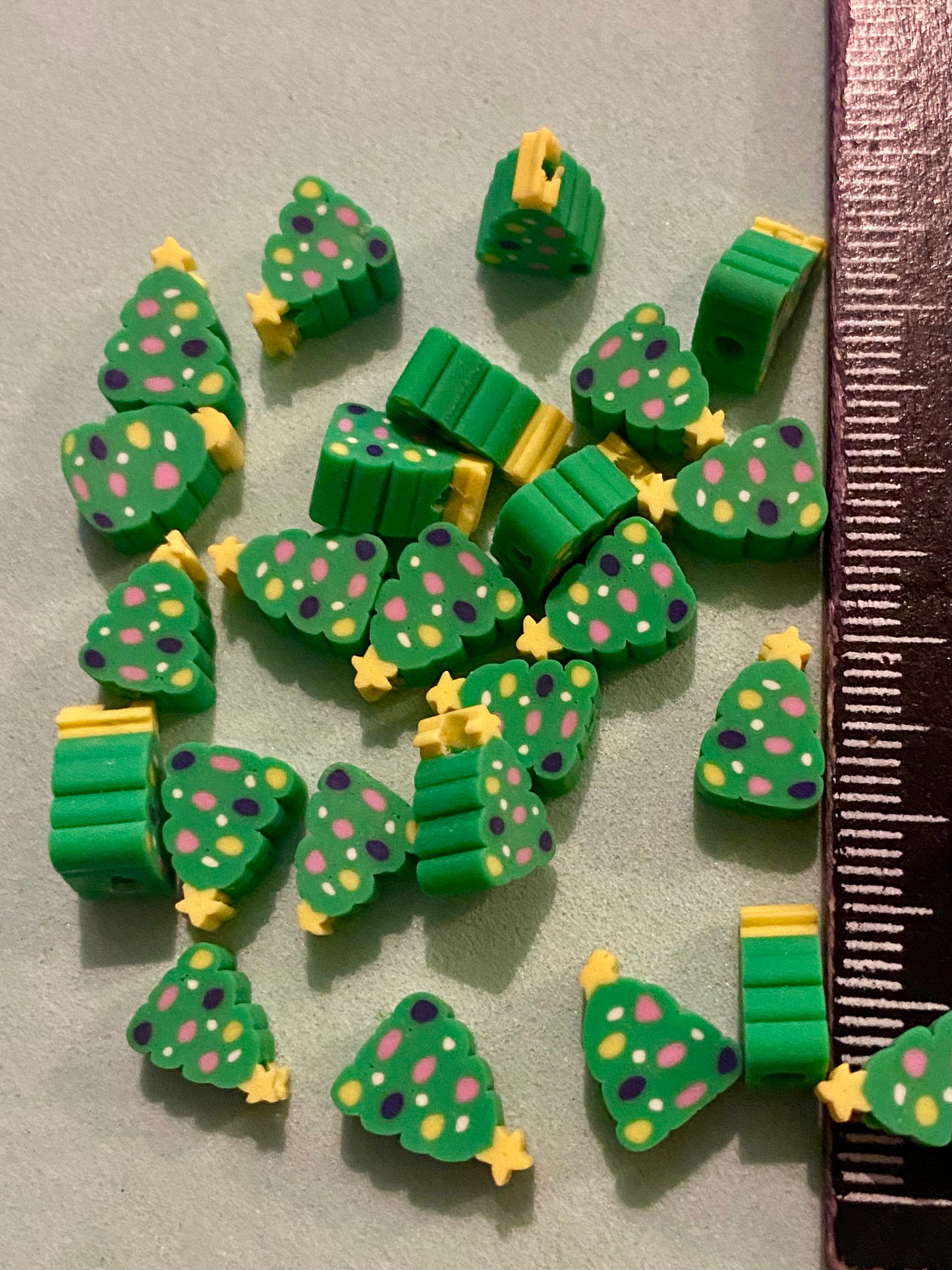 26 X Christmas Tree Polymer Clay Beads Suitable for Jewellery and Crafting