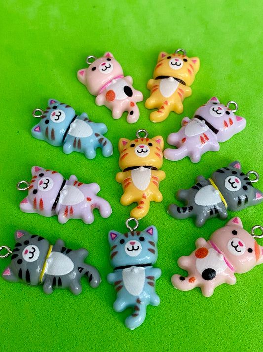 10 Assorted Cat Charms 30mm