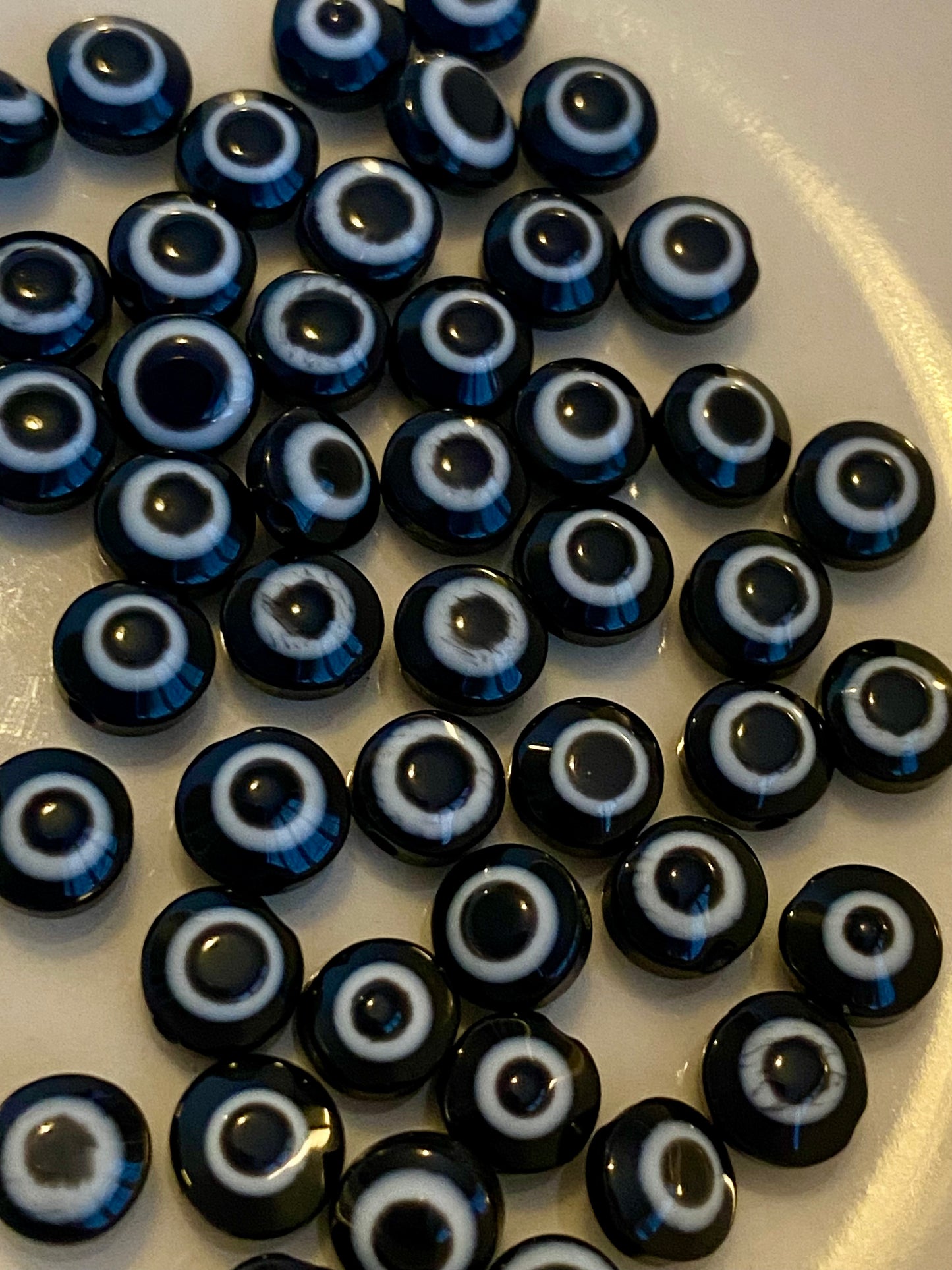 50 Black and White Eye Beads