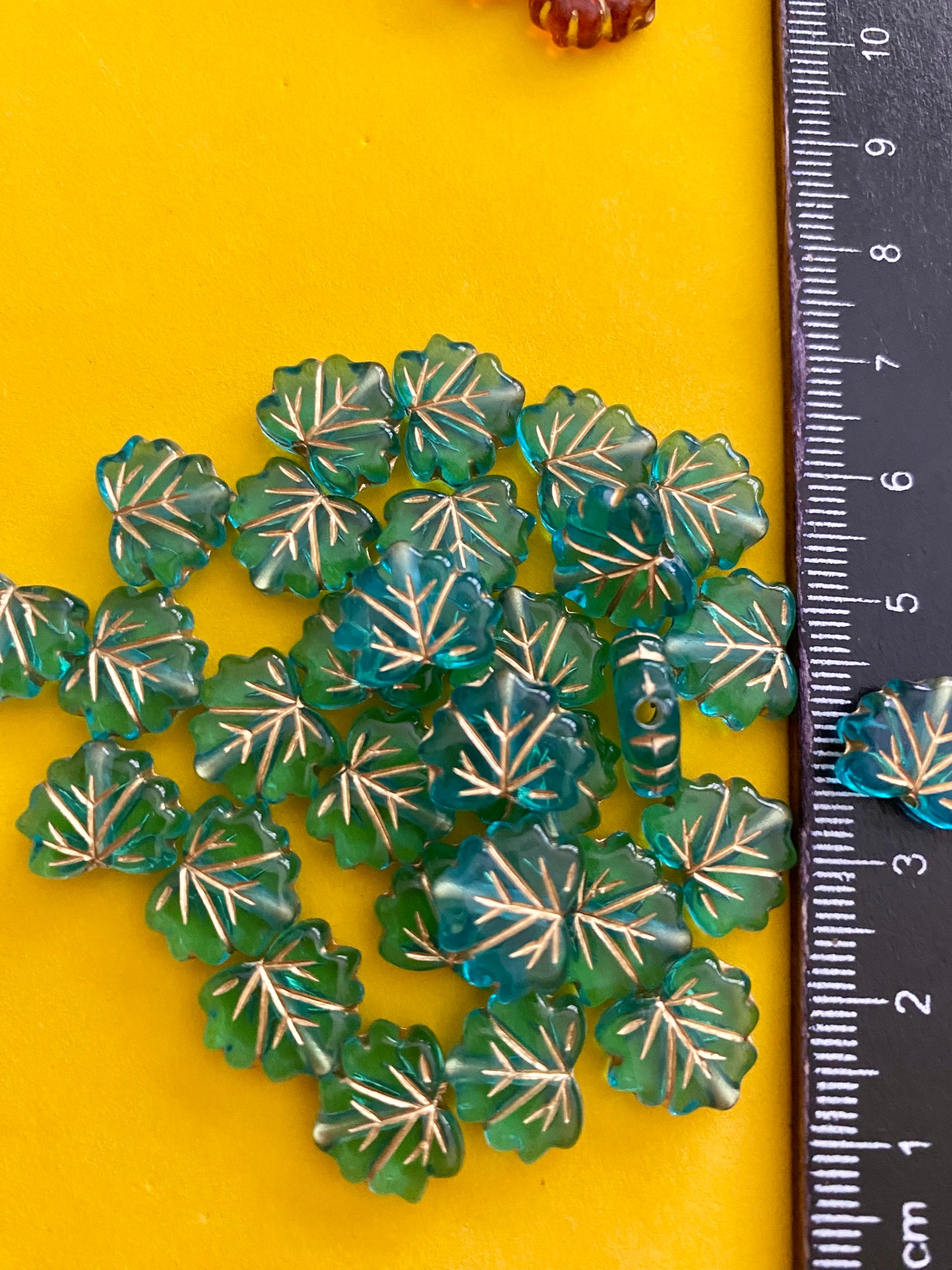 30 x Maple Leaf Beads In Brown and Green 12mm Suitable for jewellery making