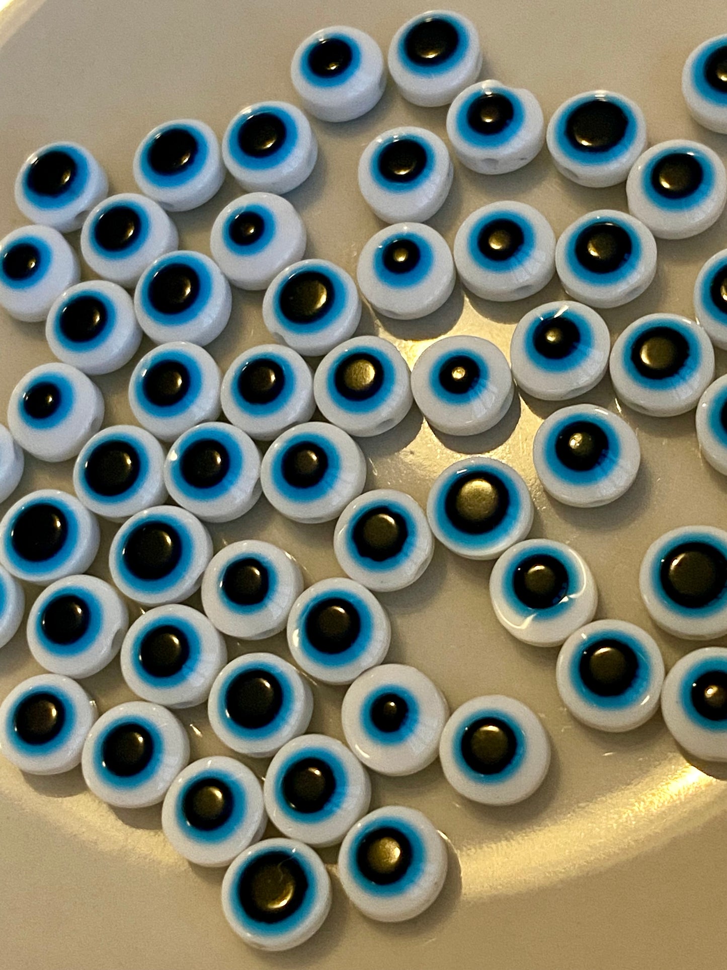 50 x Eye Beads White Blue Black 6mm