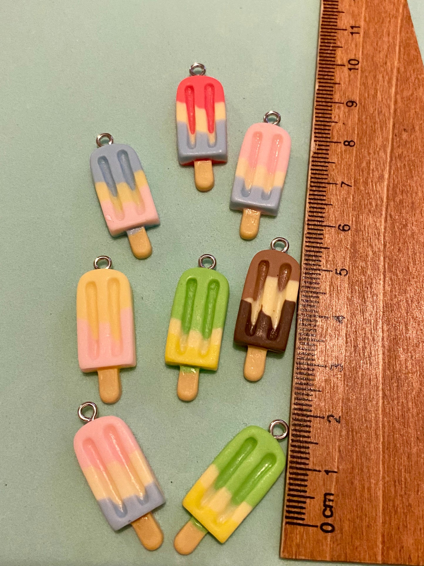 8 Ice Lolly Charms 30mm